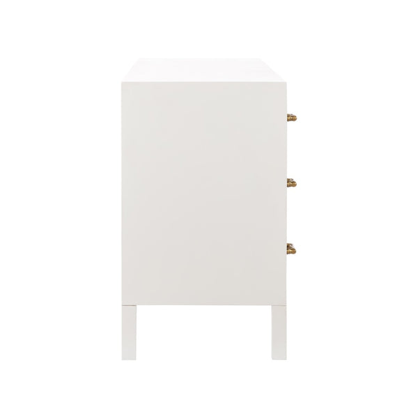 Chelsea House Burgess Coastal 9-Drawer Chest By Bill Cain — White Painted Body, Grasscloth Fronts & Bamboo Handles 370046