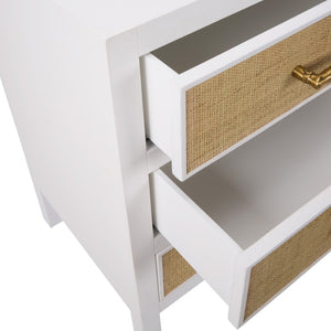 Chelsea House Burgess Coastal 9-Drawer Chest By Bill Cain — White Painted Body, Grasscloth Fronts & Bamboo Handles 370046