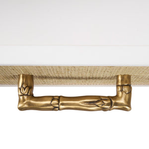 Chelsea House Burgess Coastal 9-Drawer Chest By Bill Cain — White Painted Body, Grasscloth Fronts & Bamboo Handles 370046