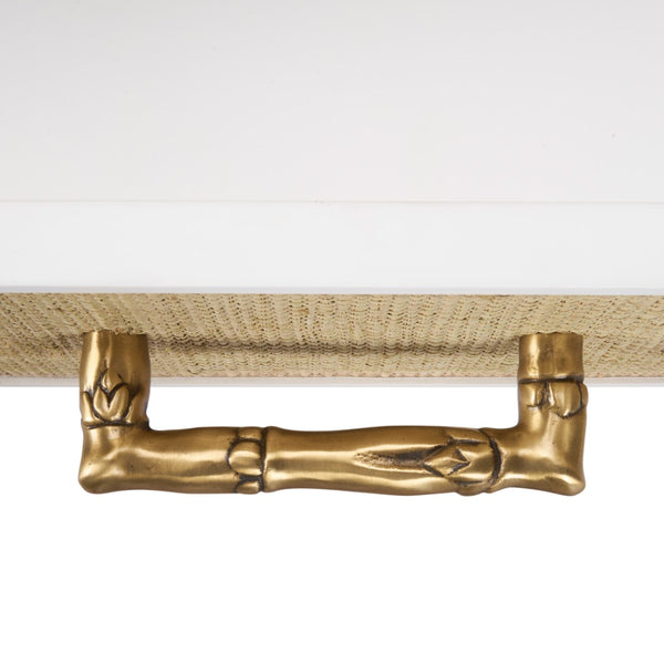 Chelsea House Burgess Coastal 9-Drawer Chest By Bill Cain — White Painted Body, Grasscloth Fronts & Bamboo Handles 370046