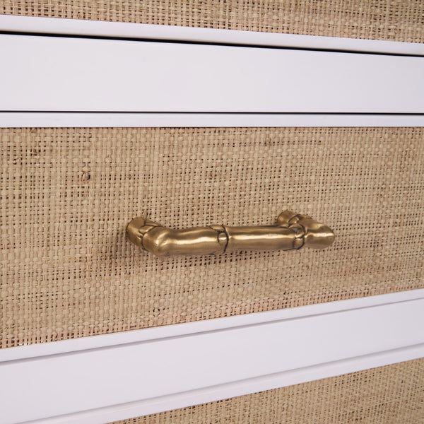 Chelsea House Burgess Coastal 9-Drawer Chest By Bill Cain — White Painted Body, Grasscloth Fronts & Bamboo Handles 370046