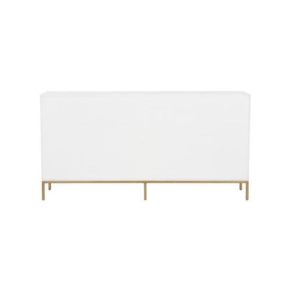 Chelsea House Sloan Coastal Storage Cabinet With Grasscloth-Style Woven Doors, White Finish, Push-Open Design 370048