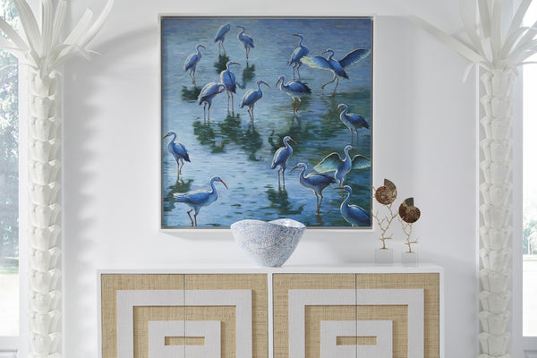 Chelsea House Sloan Coastal Storage Cabinet With Grasscloth-Style Woven Doors, White Finish, Push-Open Design 370048