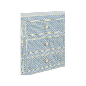 Chelsea House Milford Handcrafted Bone Inlay Dresser With Blue White Fish-Scale Pattern, 9 Deep Drawers, 75" 370050