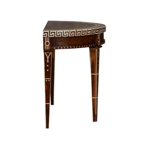 Chelsea House Aryana Demilune Console Table With Artisanal Wood Inlay, Refined White-Natural Finish, Timeless Focal Point 370051
