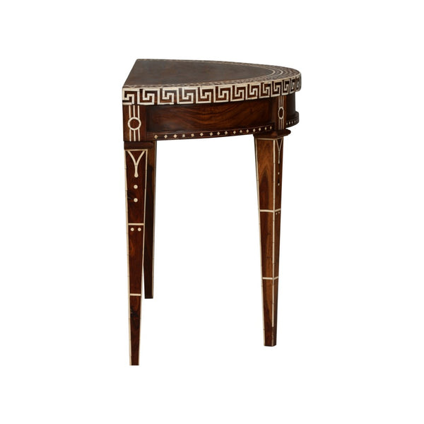 Chelsea House Aryana Demilune Console Table With Artisanal Wood Inlay, Refined White-Natural Finish, Timeless Focal Point 370051