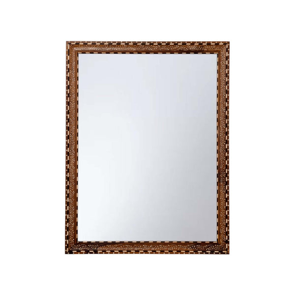 Chelsea House Aryana Mirror With Hand‑Finished Geometric & Floral Wood Inlay, 52"X40.25" Statement Accent For Entryways 370052