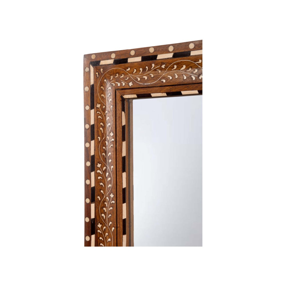 Chelsea House Aryana Mirror With Hand‑Finished Geometric & Floral Wood Inlay, 52"X40.25" Statement Accent For Entryways 370052