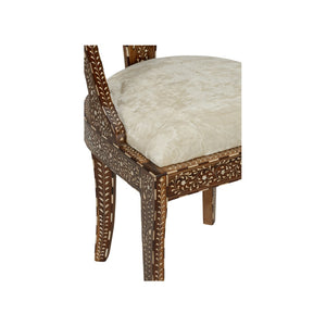 Chelsea House Aryana Hand-Inlaid Wood Chair With Geometric & Floral Motifs, Ergonomic Dining Accent In White Oak Finish 370053