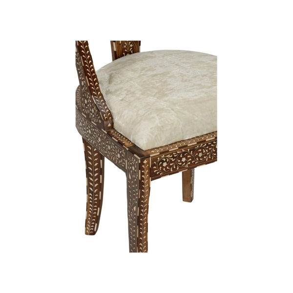 Chelsea House Aryana Hand-Inlaid Wood Chair With Geometric & Floral Motifs, Ergonomic Dining Accent In White Oak Finish 370053