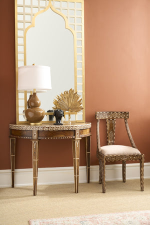 Chelsea House Aryana Hand-Inlaid Wood Chair With Geometric & Floral Motifs, Ergonomic Dining Accent In White Oak Finish 370053