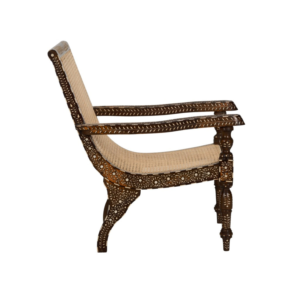 Chelsea House Aryana Arm Chair With Intricate Wood Inlay, Ergonomic Arms & Neutral Finish For Timeless Style 370054