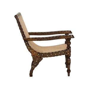 Chelsea House Aryana Arm Chair With Intricate Wood Inlay, Ergonomic Arms & Neutral Finish For Timeless Style 370054