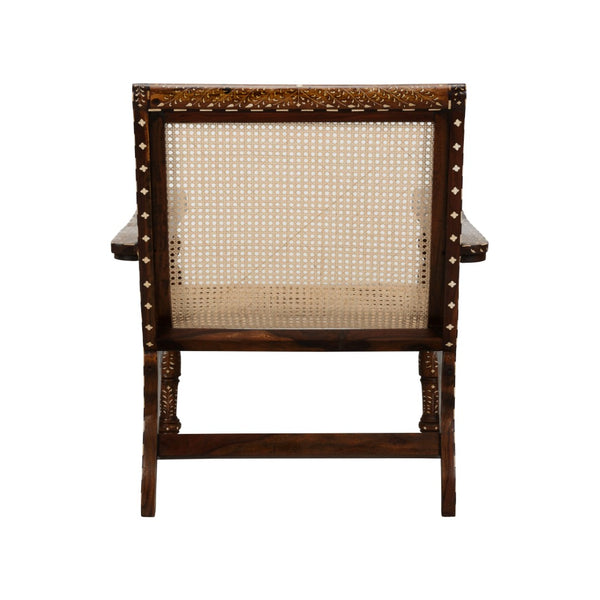 Chelsea House Aryana Arm Chair With Intricate Wood Inlay, Ergonomic Arms & Neutral Finish For Timeless Style 370054