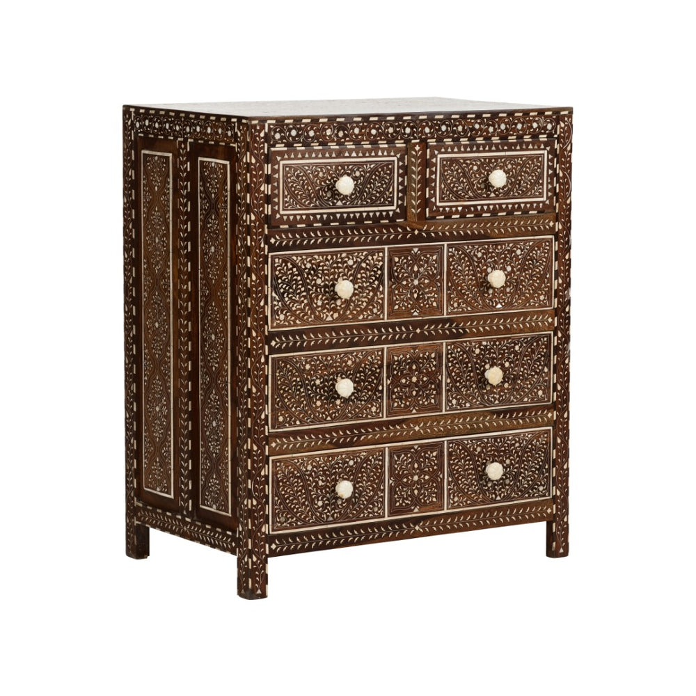 Chelsea House Aryana Hand‑Inlaid Chest With Geometric & Floral Motifs — Generous 38" H Storage, Timeless Hardwood Craftsmanship 370055