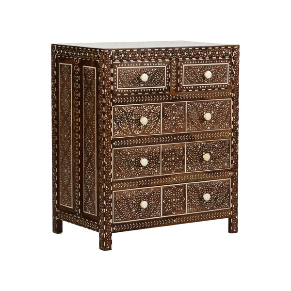 Chelsea House Aryana Hand‑Inlaid Chest With Geometric & Floral Motifs — Generous 38" H Storage, Timeless Hardwood Craftsmanship 370055