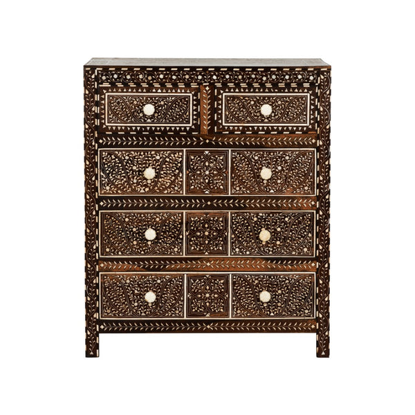 Chelsea House Aryana Hand‑Inlaid Chest With Geometric & Floral Motifs — Generous 38" H Storage, Timeless Hardwood Craftsmanship 370055