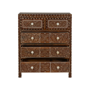 Chelsea House Aryana Hand‑Inlaid Chest With Geometric & Floral Motifs — Generous 38" H Storage, Timeless Hardwood Craftsmanship 370055