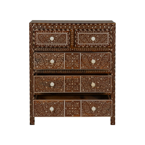 Chelsea House Aryana Hand‑Inlaid Chest With Geometric & Floral Motifs — Generous 38" H Storage, Timeless Hardwood Craftsmanship 370055