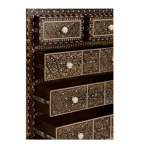 Chelsea House Aryana Hand‑Inlaid Chest With Geometric & Floral Motifs — Generous 38" H Storage, Timeless Hardwood Craftsmanship 370055