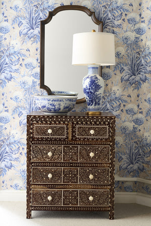 Chelsea House Aryana Hand‑Inlaid Chest With Geometric & Floral Motifs — Generous 38" H Storage, Timeless Hardwood Craftsmanship 370055