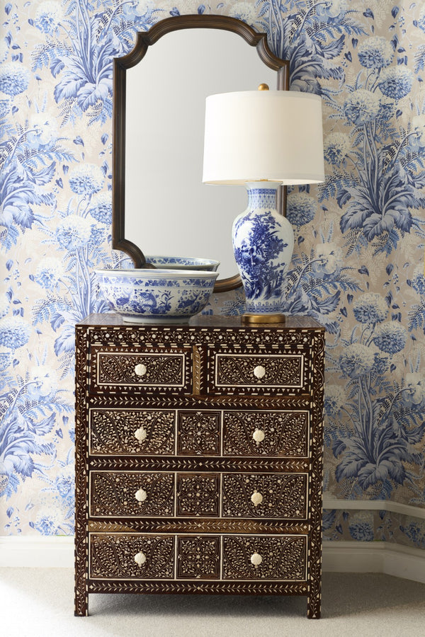 Chelsea House Aryana Hand‑Inlaid Chest With Geometric & Floral Motifs — Generous 38" H Storage, Timeless Hardwood Craftsmanship 370055