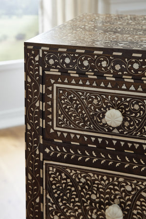 Chelsea House Aryana Hand‑Inlaid Chest With Geometric & Floral Motifs — Generous 38" H Storage, Timeless Hardwood Craftsmanship 370055