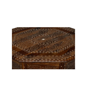 Chelsea House Aryana Solid Timber Center Table With Intricate White Wood Inlay — 45.5" Luxe Geometric Floral Accent 370056