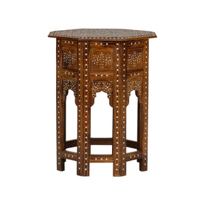 Chelsea House Aryana Handcrafted Side Table With Intricate Wood Inlay Floral & Geometric Motifs, 30" H 370057