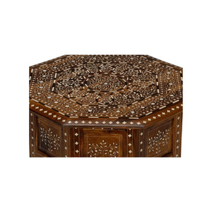 Chelsea House Aryana Handcrafted Side Table With Intricate Wood Inlay Floral & Geometric Motifs, 30" H 370057