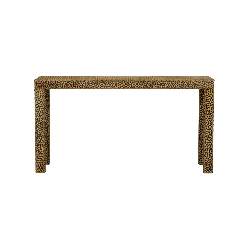 Chelsea House Leopard Parsons Console Table With Hair-On-Hide Upholstery, 60" Wide Accent Piece For Entryways 370059