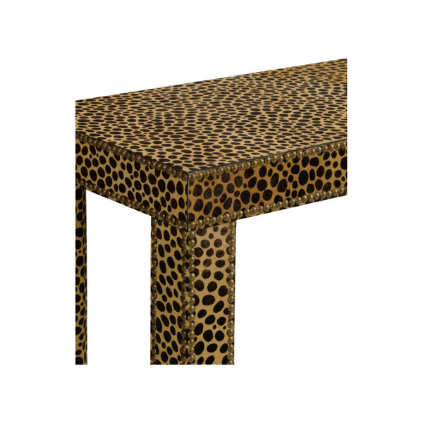 Chelsea House Leopard Parsons Console Table With Hair-On-Hide Upholstery, 60" Wide Accent Piece For Entryways 370059