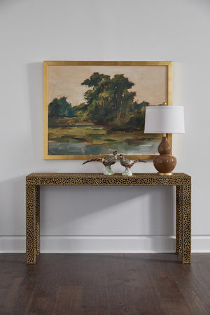 Chelsea House Leopard Parsons Console Table With Hair-On-Hide Upholstery, 60" Wide Accent Piece For Entryways 370059