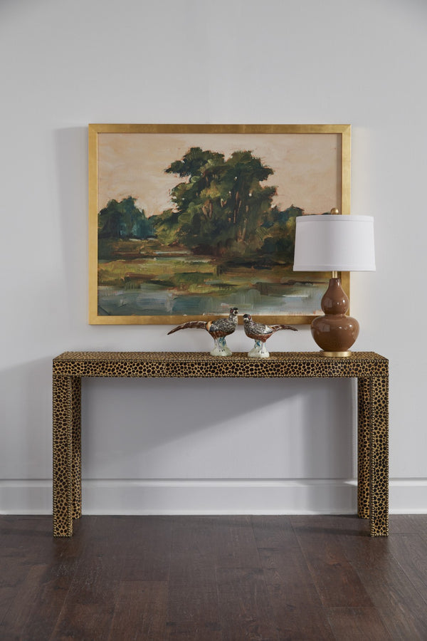 Chelsea House Leopard Parsons Console Table With Hair-On-Hide Upholstery, 60" Wide Accent Piece For Entryways 370059