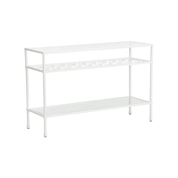 Chelsea House Pacific Coast Console Modern White Iron & Glass Narrow Console Table By Bill Cain — Sleek Storage, 50" Wide 370062