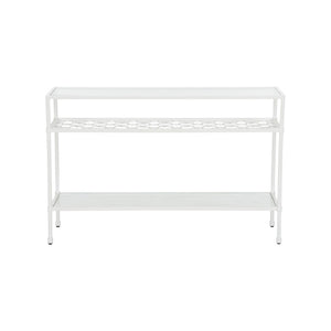 Chelsea House Pacific Coast Console Modern White Iron & Glass Narrow Console Table By Bill Cain — Sleek Storage, 50" Wide 370062