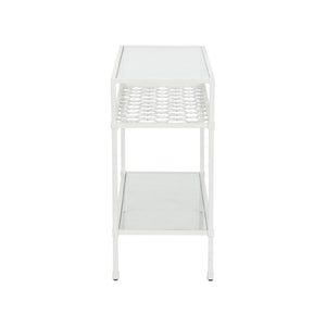 Chelsea House Pacific Coast Console Modern White Iron & Glass Narrow Console Table By Bill Cain — Sleek Storage, 50" Wide 370062