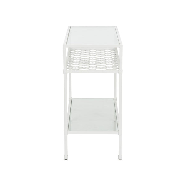 Chelsea House Pacific Coast Console Modern White Iron & Glass Narrow Console Table By Bill Cain — Sleek Storage, 50" Wide 370062