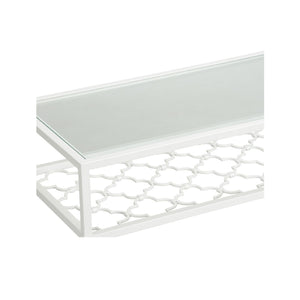 Chelsea House Pacific Coast Console Modern White Iron & Glass Narrow Console Table By Bill Cain — Sleek Storage, 50" Wide 370062