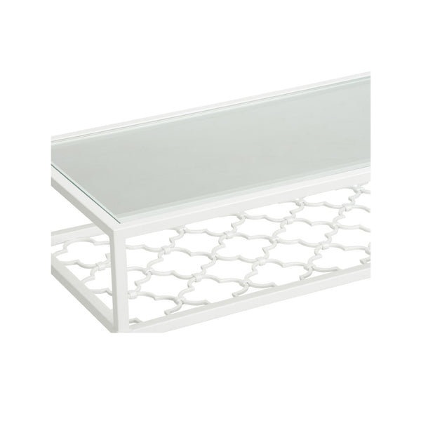 Chelsea House Pacific Coast Console Modern White Iron & Glass Narrow Console Table By Bill Cain — Sleek Storage, 50" Wide 370062