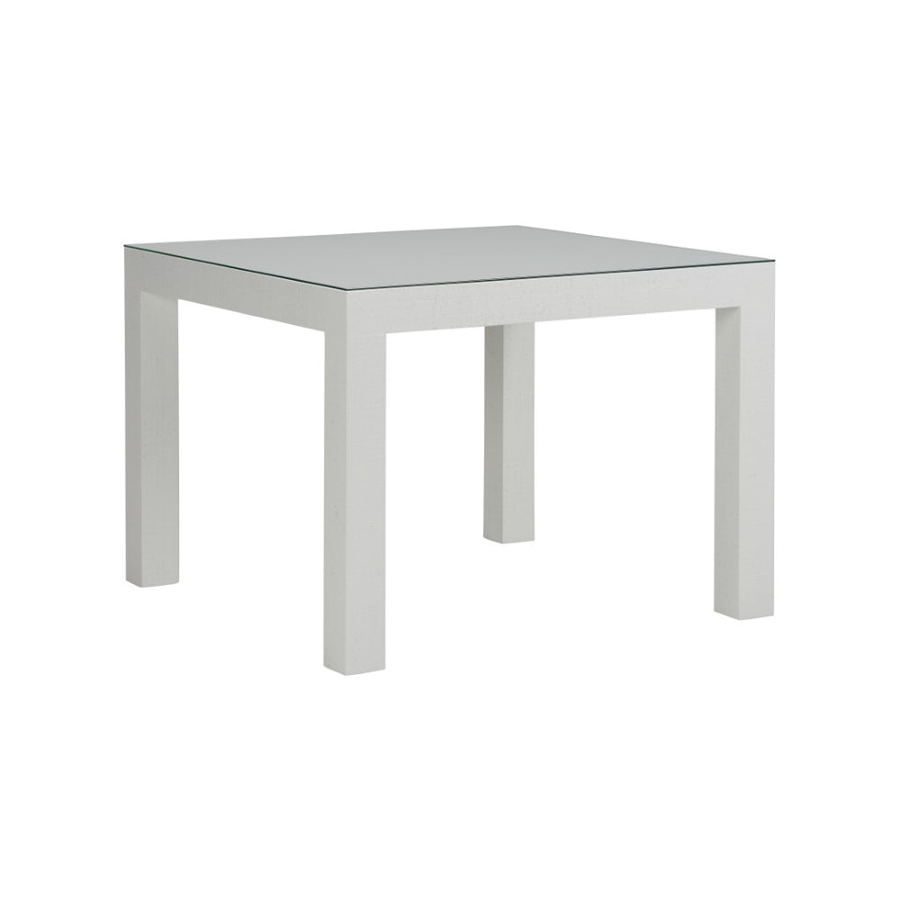 Chelsea House Sanibel Raffia Game Table In White Lacquer — Parsons Silhouette, Durable Multifunctional Centerpiece 370063