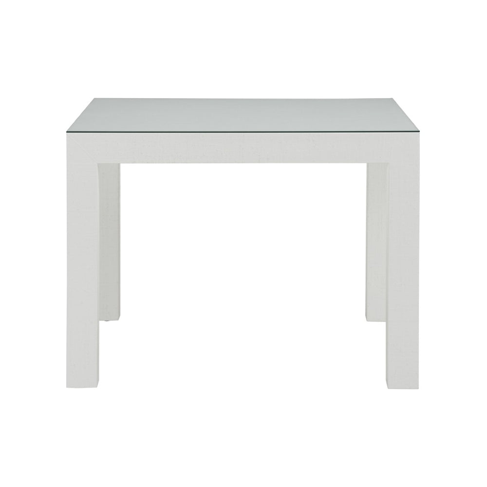 Chelsea House Sanibel Raffia Game Table In White Lacquer — Parsons Silhouette, Durable Multifunctional Centerpiece 370063
