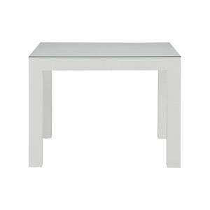 Chelsea House Sanibel Raffia Game Table In White Lacquer — Parsons Silhouette, Durable Multifunctional Centerpiece 370063
