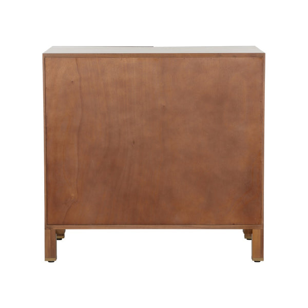 Chelsea House Flower Flower Of Life Cabinet By Lisa Kahn — Mahogany Lattice & Raffia Backing, Warm Walnut Finish, Generous Storage (38"W) 370070