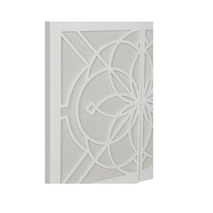 Chelsea House Flower Of Life Cabinet By Lisa Kahn — White Wood Lattice Over Raffia Backing, Coastal Storage Statement 370071