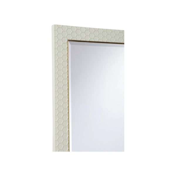 Chelsea House April Mirror Soft Gray — 42.5" Rectangular Honeycomb Beveled Glass, Designer Shayla Copas Accent Piece 370080