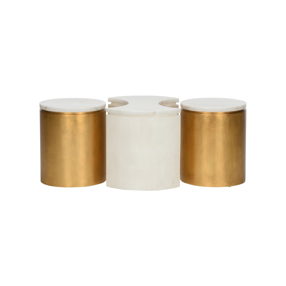 Chain Table Set White/Cream, Gold 370085 Chelsea House