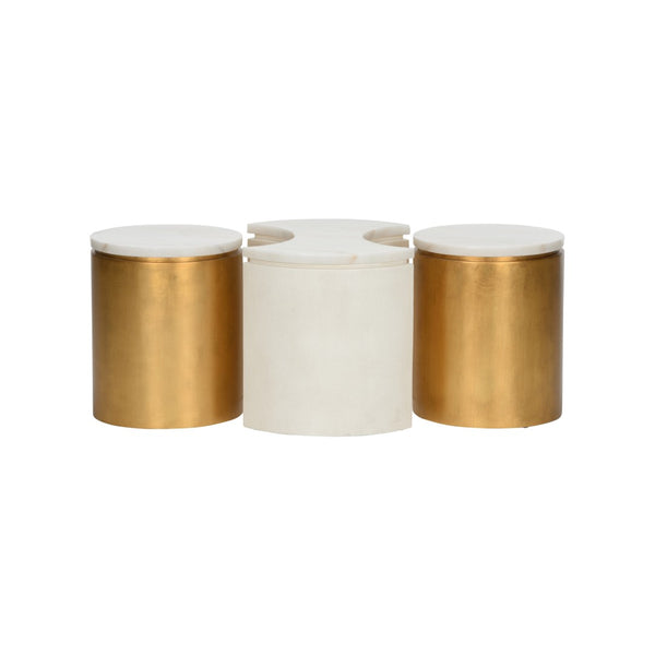 Chain Table Set White/Cream, Gold 370085 Chelsea House