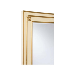 Chelsea House Greek Hall Mirror Cream With Carved Frame, Antique Gold Leaf Accents, Beveled Glass, 46.5"X32" 370087