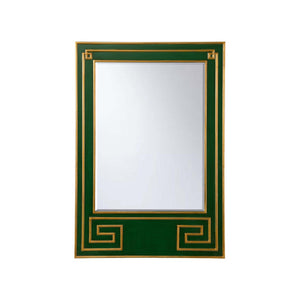 Chelsea House Greek Hall Mirror — Dark Green Neoclassical Beveled Frame With Antique Gold Leaf Accents, 46.5"X32" 370088